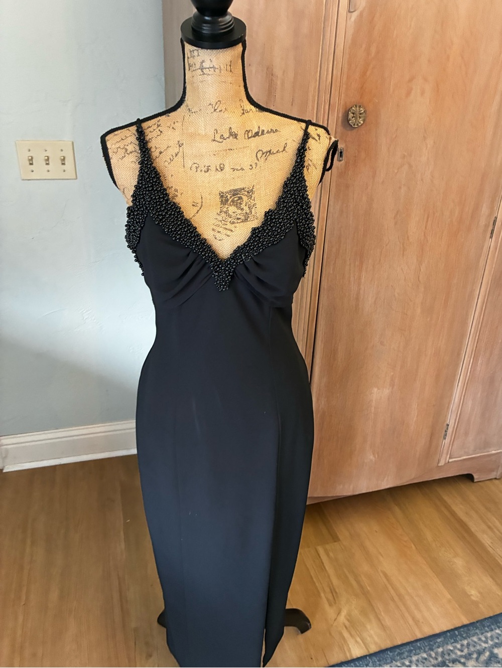 Vintage 90s Black beaded top cocktail dress SC Elia dress CBK 8